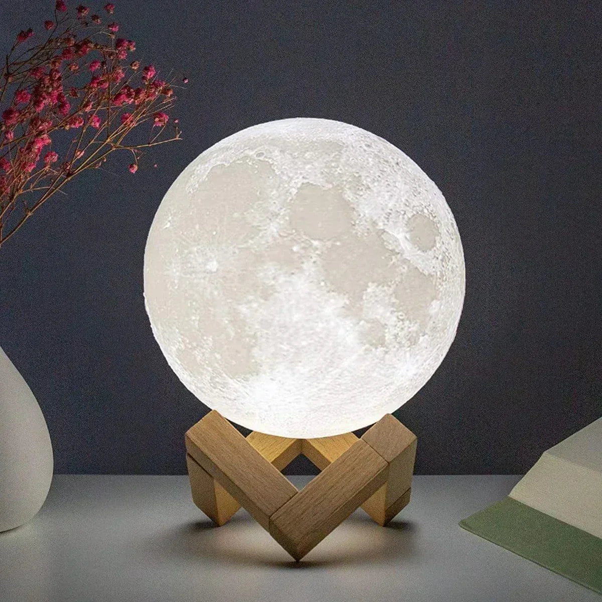 Moon Lamp 8cm Battery Powered With Stand