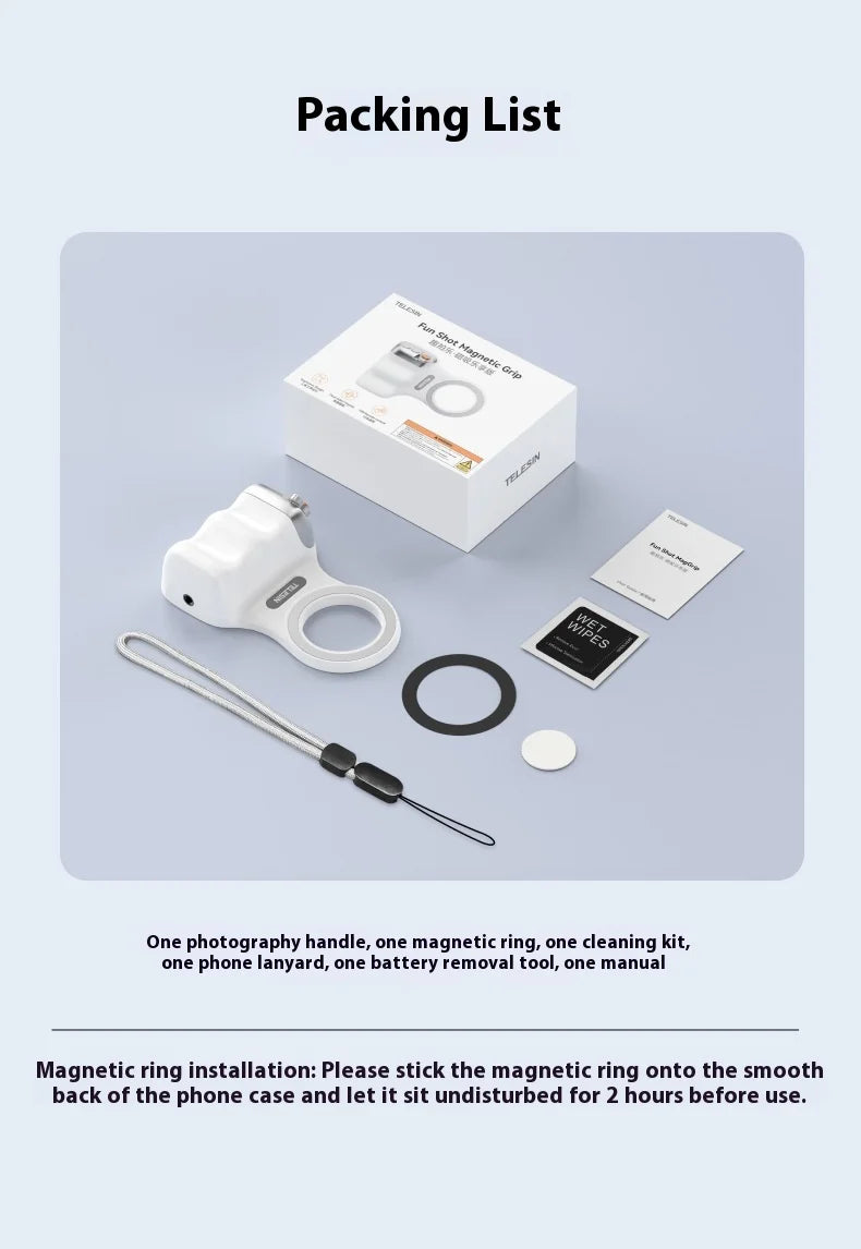 TELESIN Magnetic Phone Grip and Light | IPhone & Android