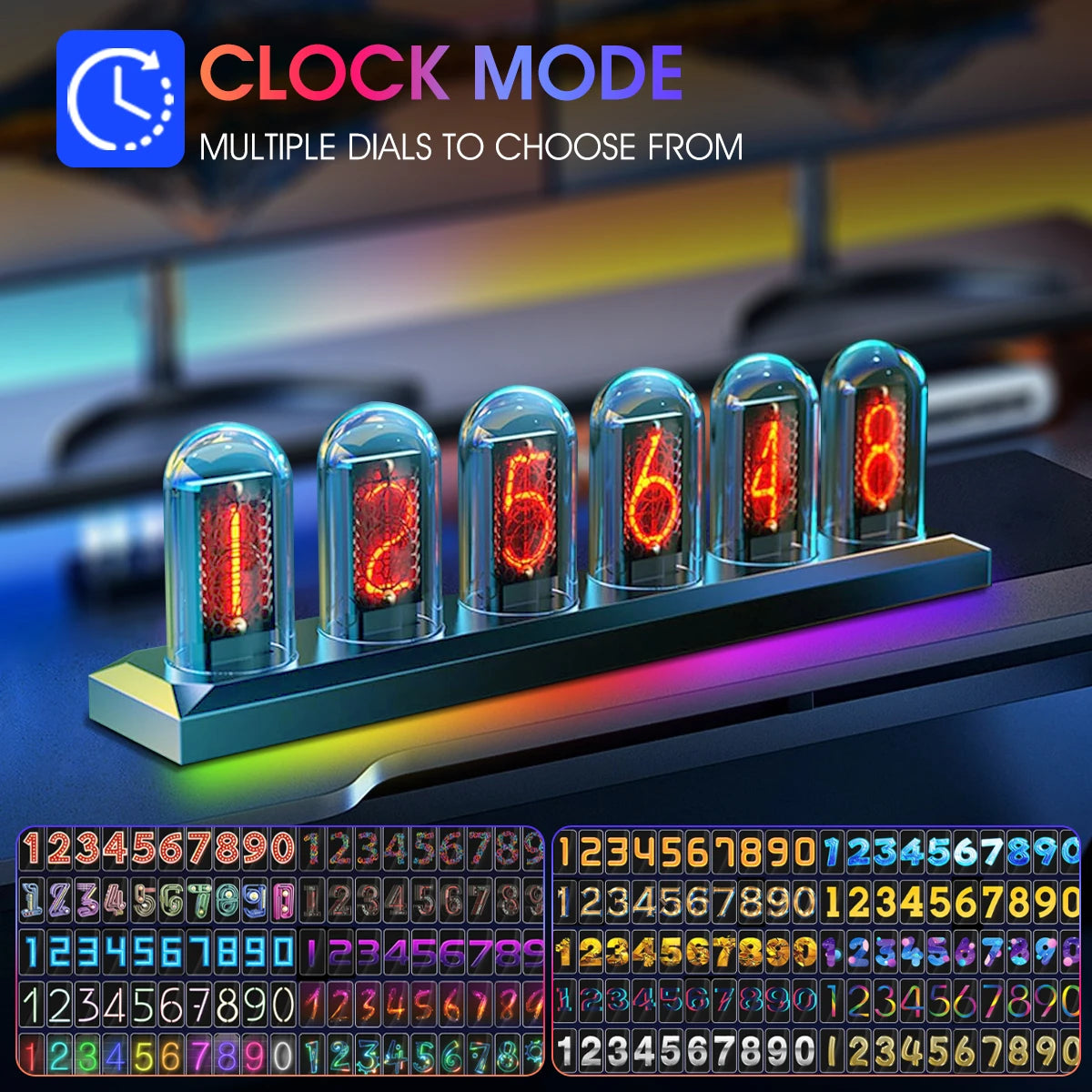 LED nixie tube digital clock with app control.
