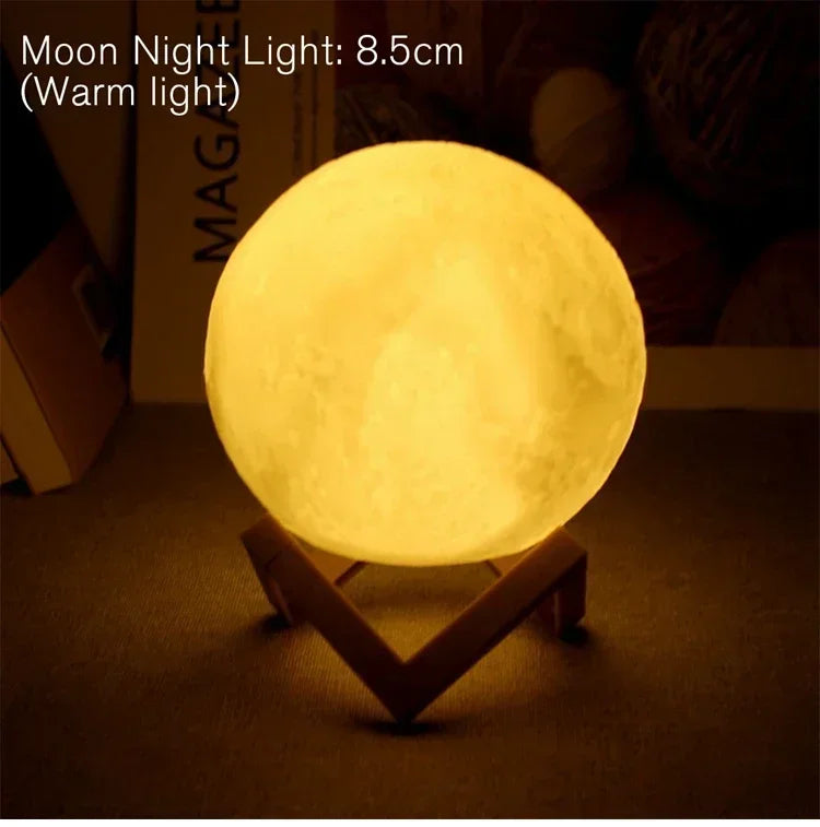 Moon Lamp 8cm Battery Powered With Stand