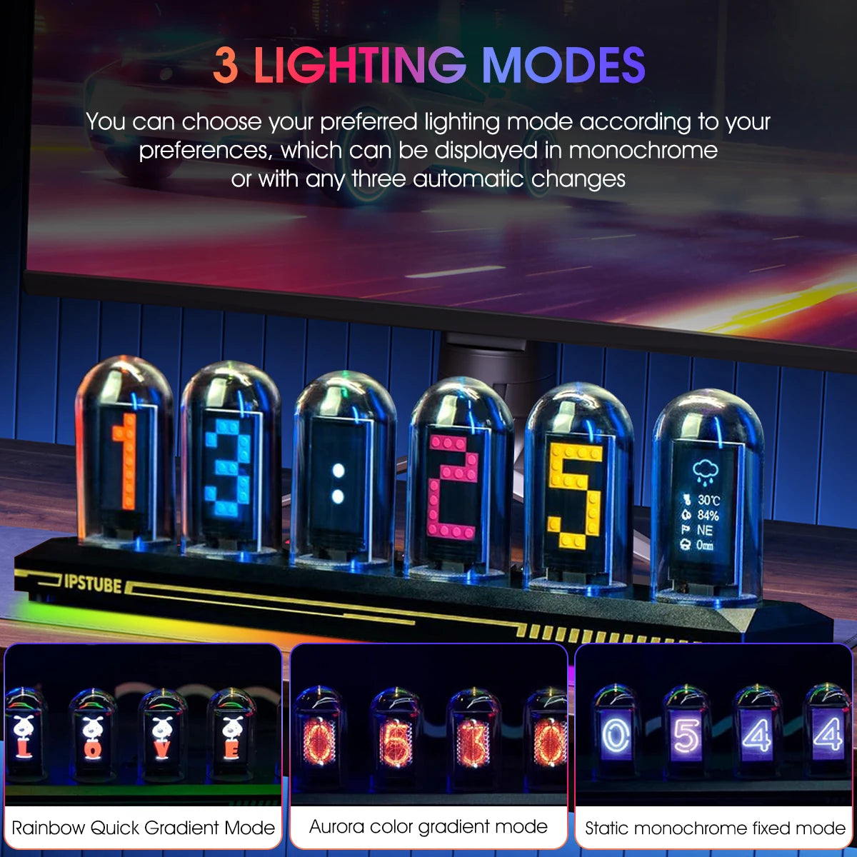 LED nixie tube digital clock with app control.