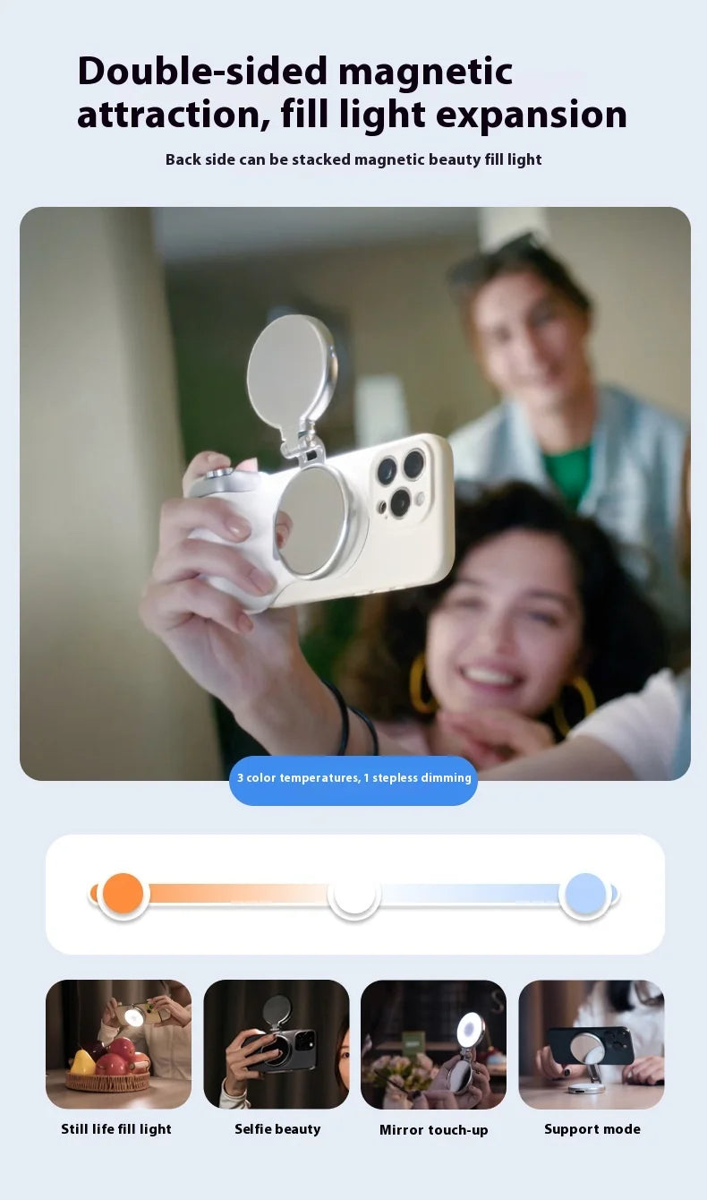 TELESIN Magnetic Phone Grip and Light | IPhone & Android