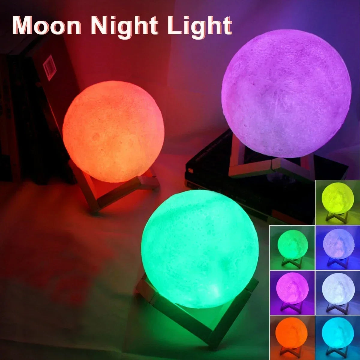 Moon Lamp 8cm Battery Powered With Stand