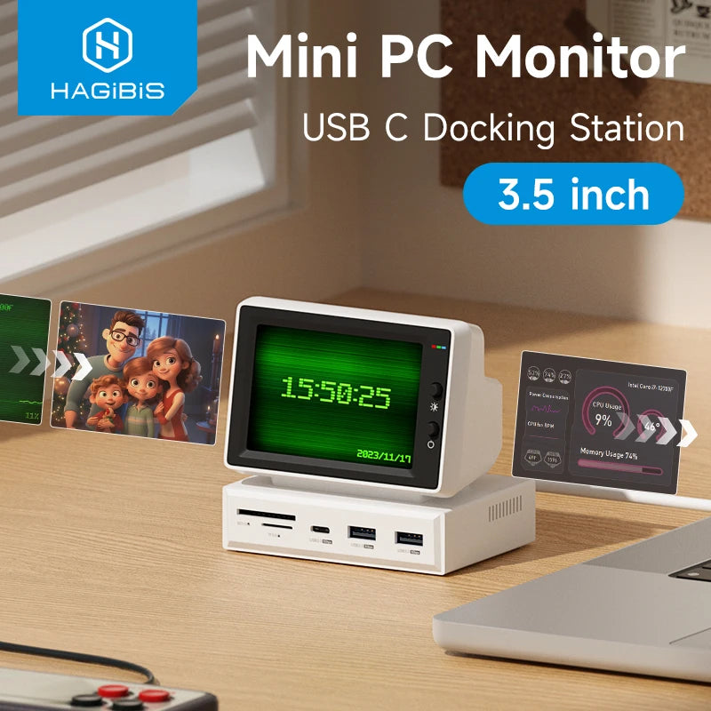 3.5inch Mini PC Display Screen with USB C Hub