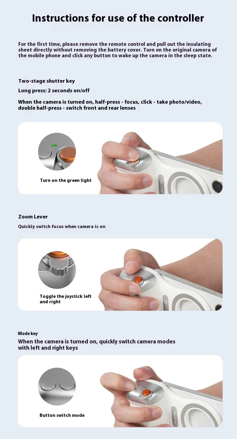 TELESIN Magnetic Phone Grip and Light | IPhone & Android