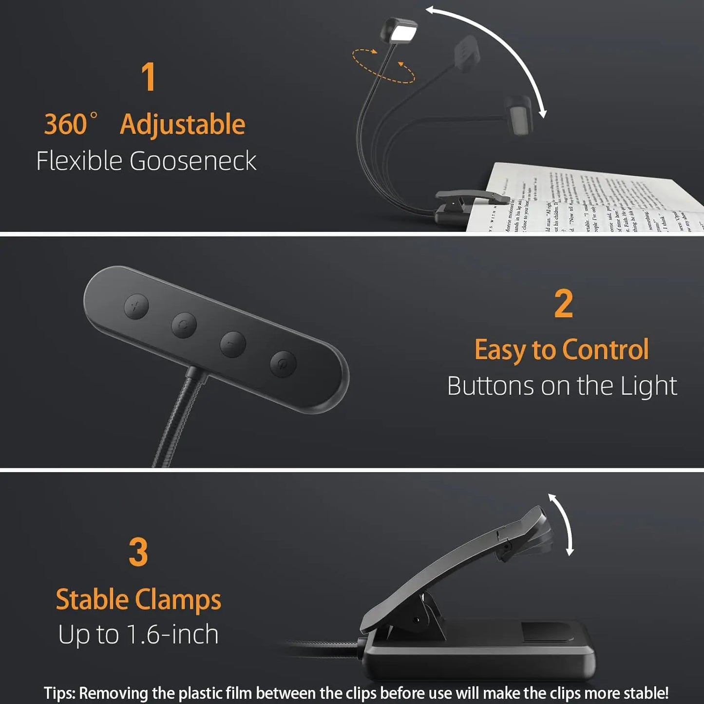 Rechargeable Led Reading Light With Clip