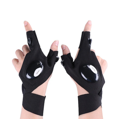 LED Flashlight Fingerless Gloves