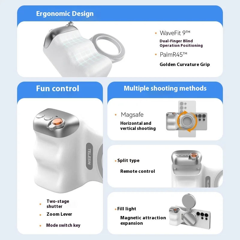 TELESIN Magnetic Phone Grip and Light | IPhone & Android