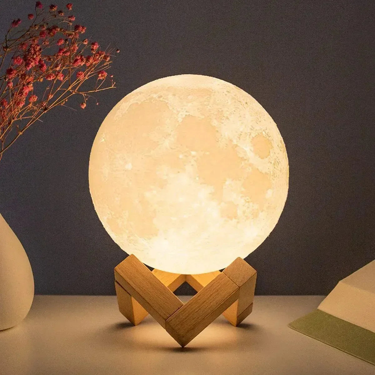 Moon Lamp 8cm Battery Powered With Stand