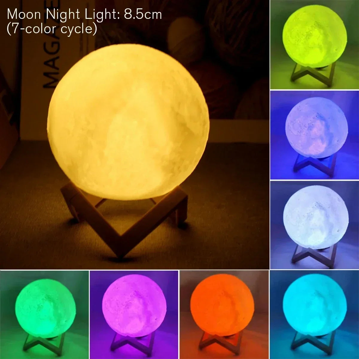 Moon Lamp 8cm Battery Powered With Stand