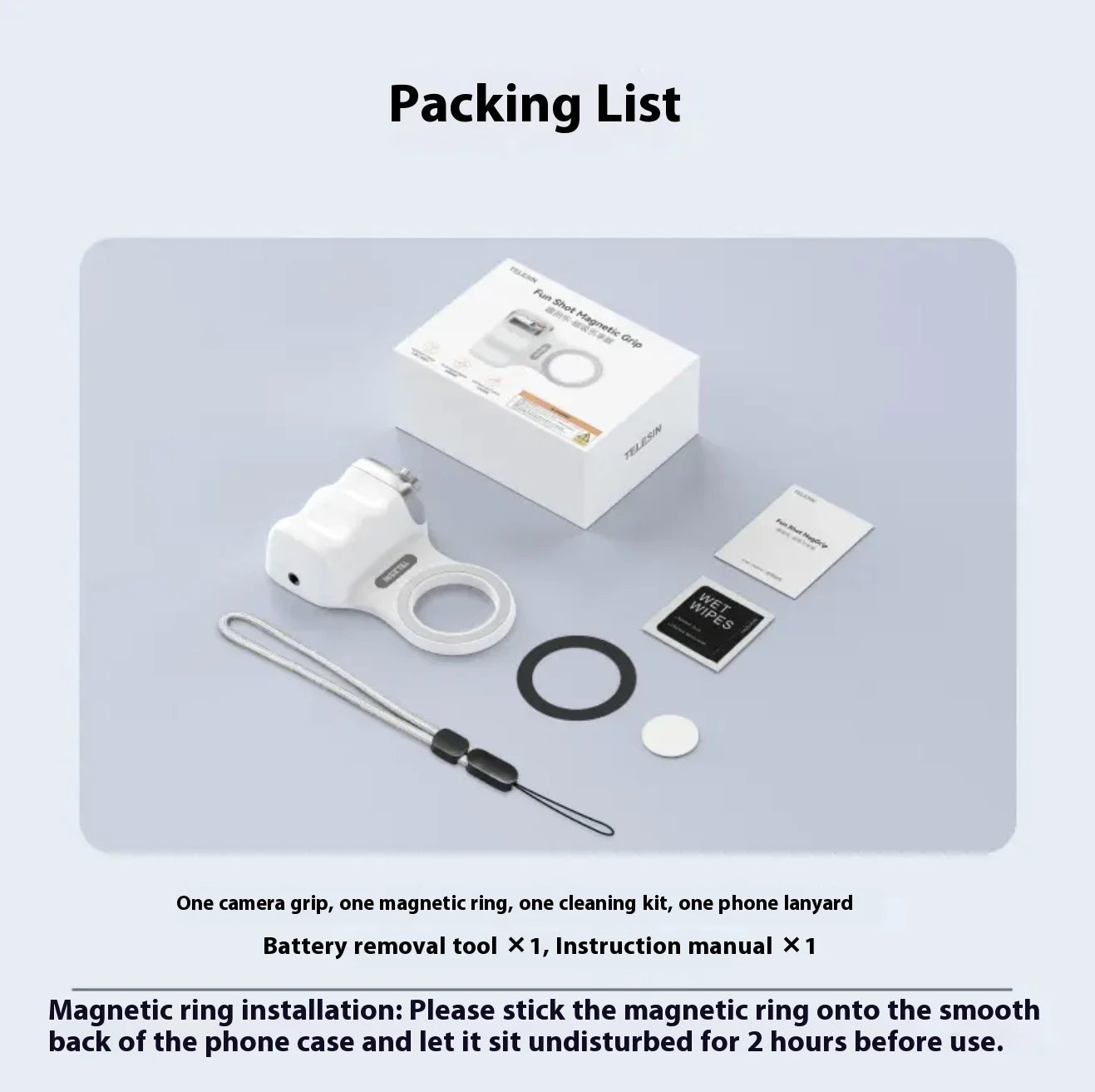 TELESIN Magnetic Phone Grip and Light | IPhone & Android