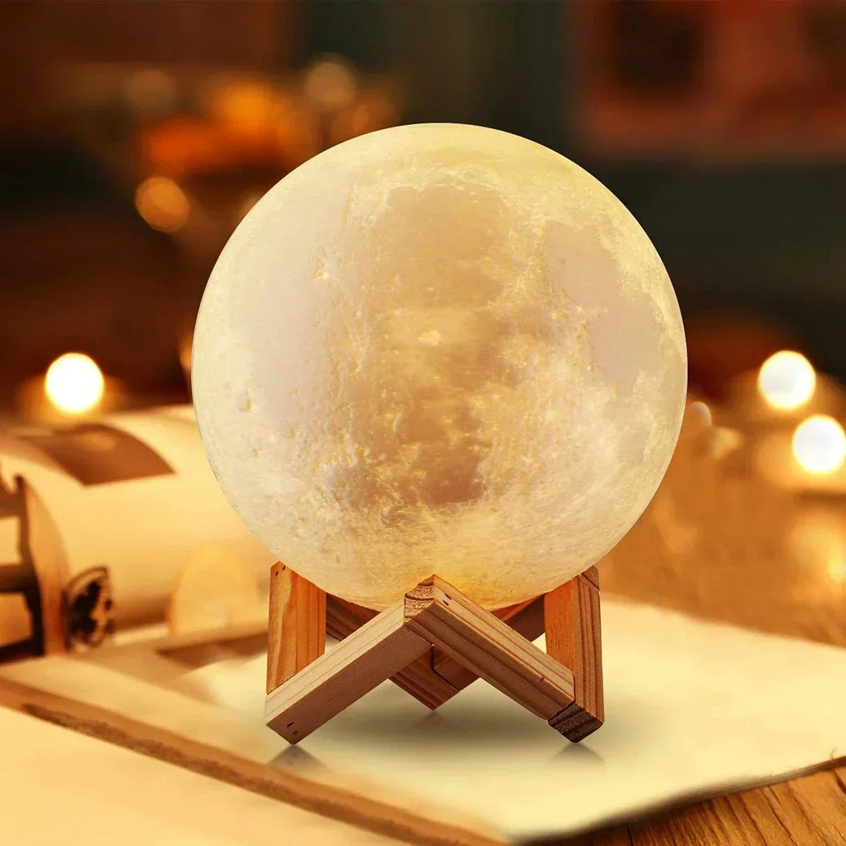 Moon Lamp 8cm Battery Powered With Stand