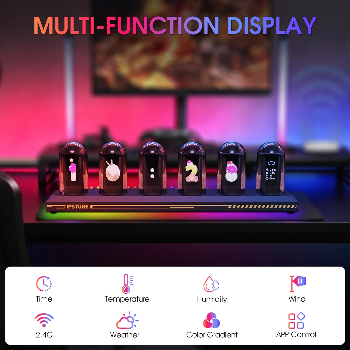 LED nixie tube digital clock with app control.
